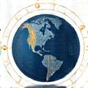 Icon representing a globe and network connections